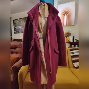 J. Crew Wool Coat Cocoon Stadium Italian Cloth Fuchsia 10T